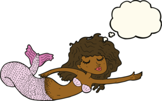 cartoon mermaid with thought bubble png