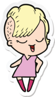 sticker of a happy cartoon girl png