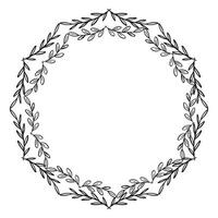 Hand drawn floral wreath, wreath circle flower frame vector