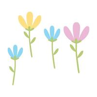 Hand drawn flower collection on white background vector
