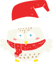 flat color illustration of cute christmas owl png