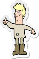 sticker of a cartoon positive thinking man in rags png