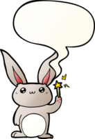 mignonne dessin animé lapin avec discours bulle dans lisse pente style png