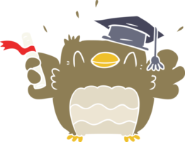 flat color style cartoon owl graduate png