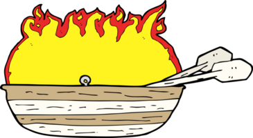 cartoon burning boat png