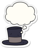 cartoon top hat with thought bubble as a printed sticker png