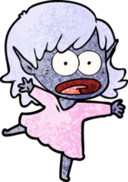 niña elfa sorprendida de dibujos animados png