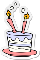 mano disegnato etichetta cartone animato scarabocchio di un' compleanno torta png