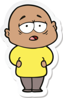 sticker van een cartoon vermoeide kale man png