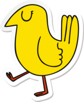 pegatina de un peculiar pájaro amarillo de dibujos animados dibujados a mano png