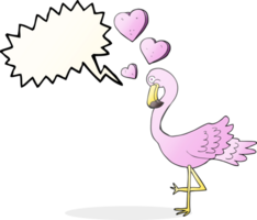 hand drawn speech bubble cartoon flamingo in love png