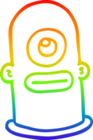 rainbow gradient line drawing of a cartoon cyclops face png