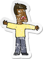 retro noodlijdende sticker van een cartoon bang man png