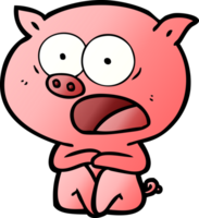 shocked cartoon pig sitting down png