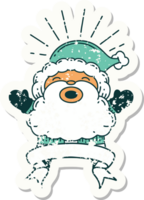 worn old sticker of a tattoo style santa claus christmas character png