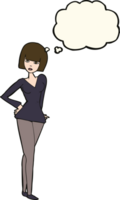 cartoon pretty woman with thought bubble png