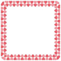 Hand drawn hearts border and frame on white background vector