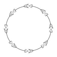 Hand drawn floral wreath, wreath circle flower frame vector