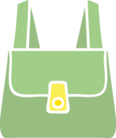 flat color retro cartoon of a green bag png