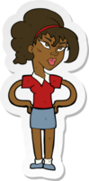 sticker of a cartoon woman with hands on hips png