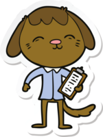 klistermärke av en glad tecknad kontorsarbetarehund png