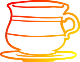 warm gradient line drawing of a old tea cup png