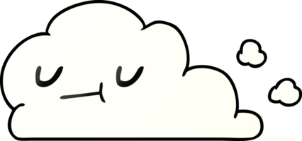 gradient cartoon illustration of kawaii happy cloud png