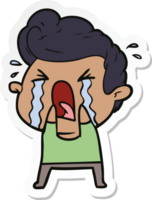 sticker of a cartoon crying man png