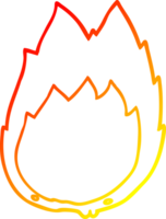 warm gradient line drawing of a cartoon flames png