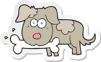 autocollant d'un chien de dessin animé avec os png