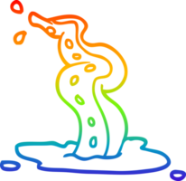 rainbow gradient line drawing of a cartoon spooky tentacle png