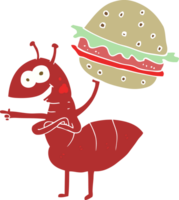illustration en couleur plate d'une fourmi transportant de la nourriture png