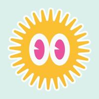 Cute happy sun with funny smiling face vector