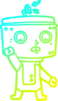 cold gradient line drawing of a cartoon robot waving png
