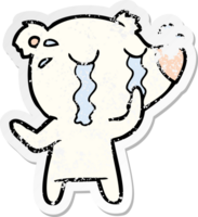verontruste sticker van een cartoon huilende ijsbeer png
