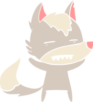 flat color style cartoon wolf showing teeth png