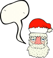 hand drawn comic book speech bubble cartoon tired santa claus face png