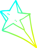 cold gradient line drawing of a cartoon shooting star png