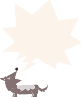cartoon dog with speech bubble in retro style png