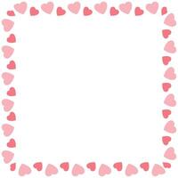 Hand drawn hearts border and frame on white background vector