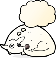 cartoon curled up dog with thought bubble png