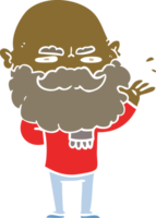 homem desdenhoso dos desenhos animados de estilo de cor plana com barba carrancuda png