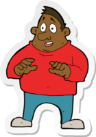 sticker of a cartoon excited overweight man png