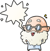 cute cartoon surprised old man with speech bubble in smooth gradient style png