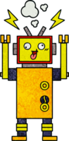 retro grunge texture cartoon of a malfunctioning robot png