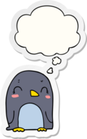 cartoon penguin with thought bubble as a printed sticker png