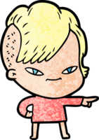 cute cartoon girl with hipster haircut png