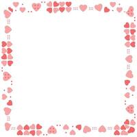 Hand drawn hearts border and frame on white background vector