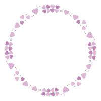 Hand drawn hearts border and frame on white background vector