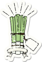 worn old sticker of a tattoo style bunch of leeks png